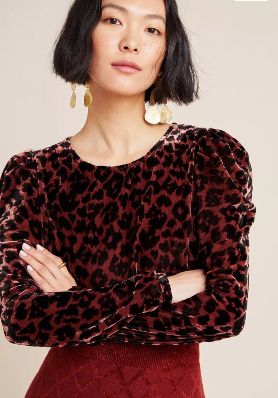 DOLAN Charley Velvet Leopard Blouse XS